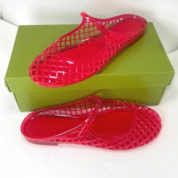 Tory Burch Mellow Jelly Mules Mary Janes Red Sandals Size 11 - Picture 2 of 9